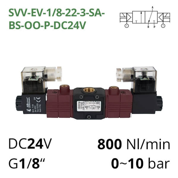 Electropneumatic distributor 3/2 AIRCOMP with 2 coils and external control