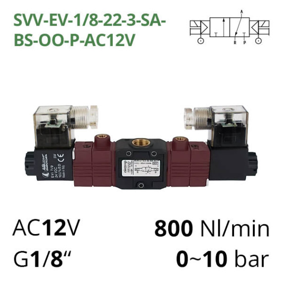 Electropneumatic distributor 3/2 AIRCOMP with 2 coils and external control