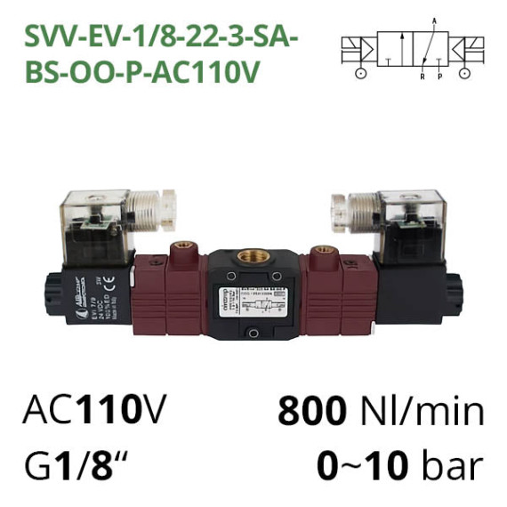 Electropneumatic distributor 3/2 AIRCOMP with 2 coils and external control