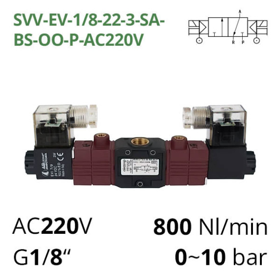 Electropneumatic distributor 3/2 AIRCOMP with 2 coils and external control