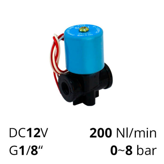 Solenoid valve 12v, G⅛ thread, normally closed 2/2 series SV-FP-ES-22NC-06-DC12V
