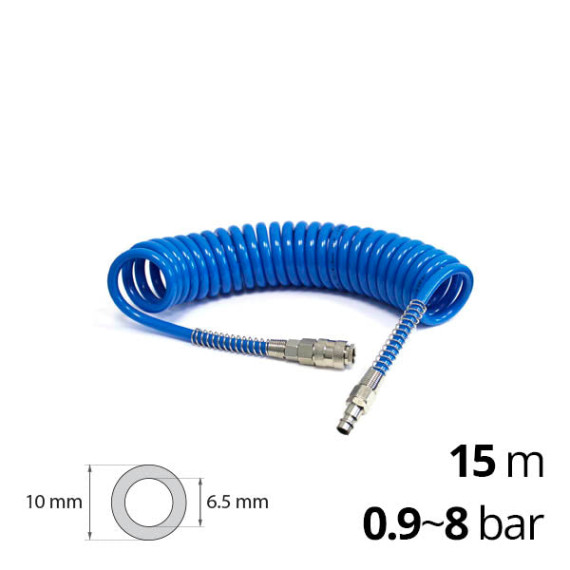 Spiral hose 10x6.5 mm 15 m polyurethane pneumatic (SF-EUC-F-10/6.5-15-B)