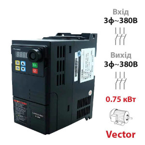 Vector frequency converter 0.75 kW, 3F-3F 380V (SPLC-HS320-0R7G4)