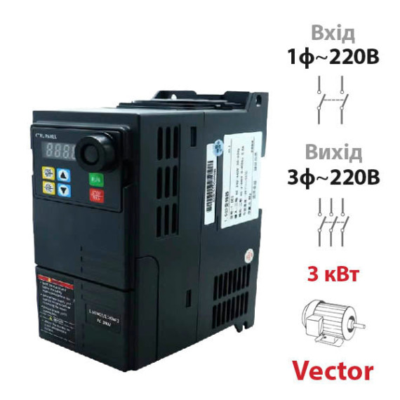 Vector frequency converter 3 kW, 1F-3F 220V (SPLC-HS320-3R0G2)