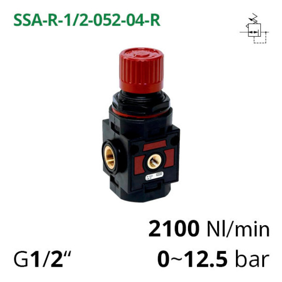 Air pressure regulator 1/4″, 1/2″, 1″, 0~12 bar, up to 15000 l/min (AIRCOMP SSA-R)