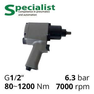 Pneumatic screwdriver with reverse 1/2 inch, 850 Nm, 7000 revolutions professional (ST-12G01B6)