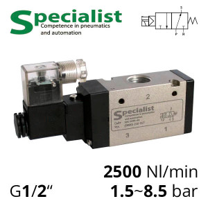 Pneumatic distributor with electrical control 3/2, thread 1/2″ series SV-E2-ES-32NC-15-V