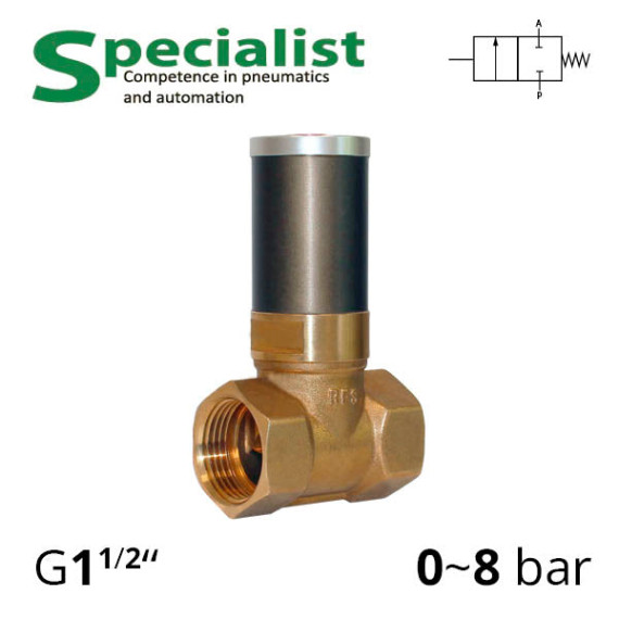 Pneumatic shut-off valve with actuator, 1½ inch thread (SV-HD-AA-22-40)