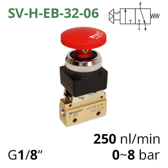 Pneumatic distributors 3/2 of the SV-H series with various mechanical and manual controls