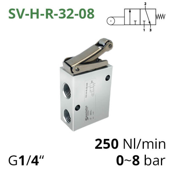 Pneumatic distributors 3/2 of the SV-H series with various mechanical and manual controls