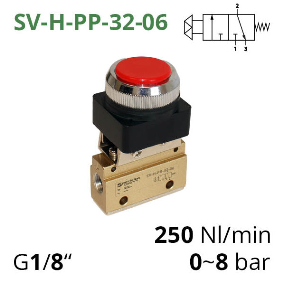 Pneumatic distributors 3/2 of the SV-H series with various mechanical and manual controls