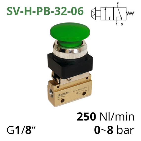 Pneumatic distributors 3/2 of the SV-H series with various mechanical and manual controls