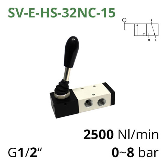Pneumatic distributors 3/2 series SV-C, D, E-H(S) with side toggle