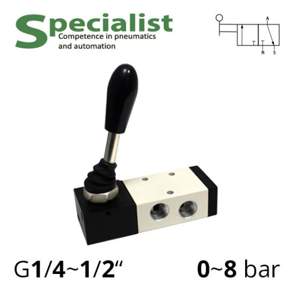 Pneumatic distributors 3/2 series SV-C, D, E-H(S) with side toggle