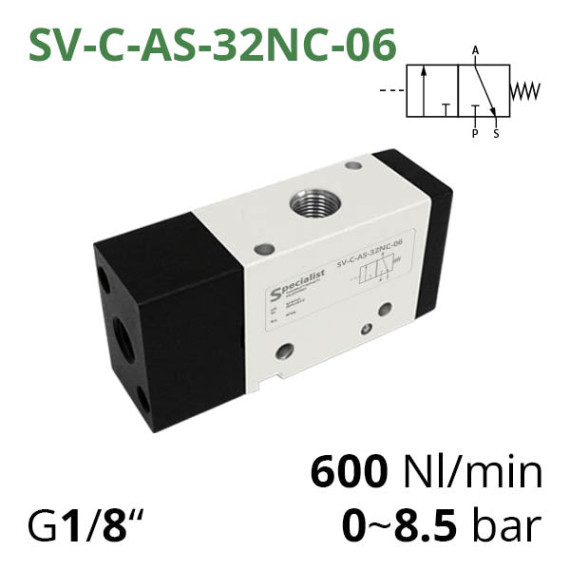 Pneumatic distributors 3/2 series SV-C, SV-D, SV-E with pneumatic control