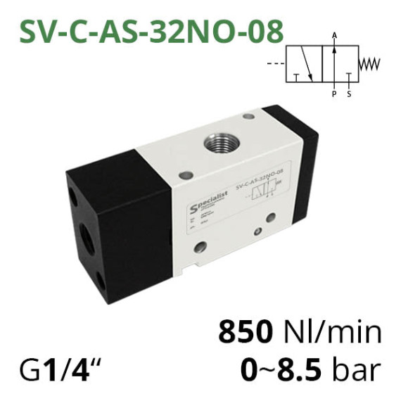 Pneumatic distributors 3/2 series SV-C, SV-D, SV-E with pneumatic control