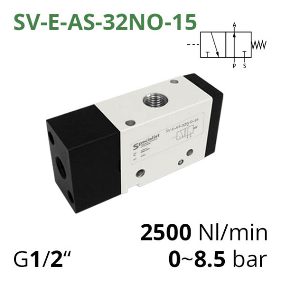 Pneumatic distributors 3/2 series SV-C, SV-D, SV-E with pneumatic control