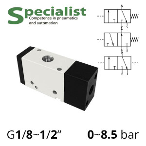 Pneumatic distributors 3/2 series SV-C, SV-D, SV-E with pneumatic control
