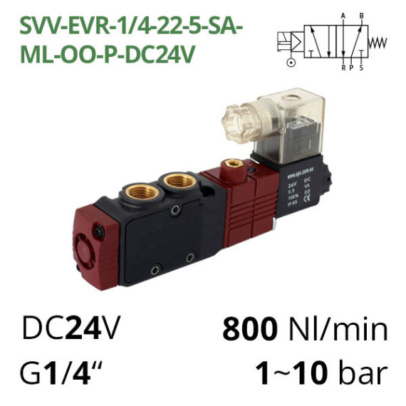Pneumatic distributor 5/2 AIRCOMP with 1 coil and external control
