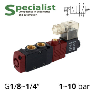 Pneumatic distributor 5/2 AIRCOMP with 1 coil and external control