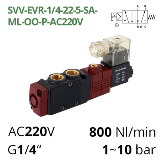 Pneumatic distributor 5/2 AIRCOMP with 1 coil and external control