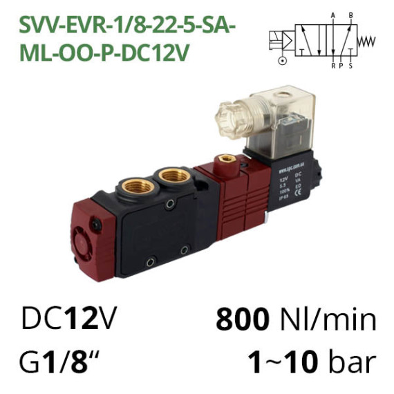 Pneumatic distributor 5/2 AIRCOMP with 1 coil and external control