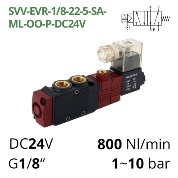 Pneumatic distributor 5/2 AIRCOMP with 1 coil and external control
