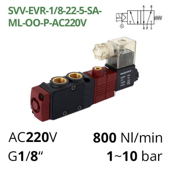 Pneumatic distributor 5/2 AIRCOMP with 1 coil and external control