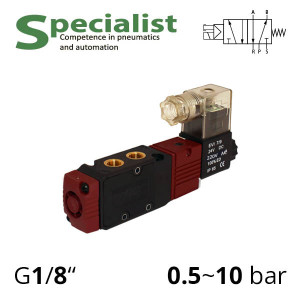 Five-line two-position pneumatic distributor 5/2 AIRCOMP with one-way electropneumatic control