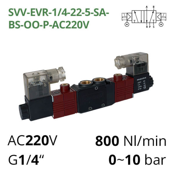 Electropneumatic distributor 5/2 AIRCOMP with 2 coils and external control