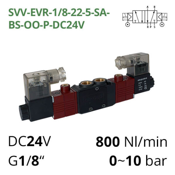 Electropneumatic distributor 5/2 AIRCOMP with 2 coils and external control