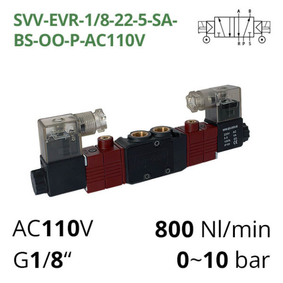 Electropneumatic distributor 5/2 AIRCOMP with 2 coils and external control