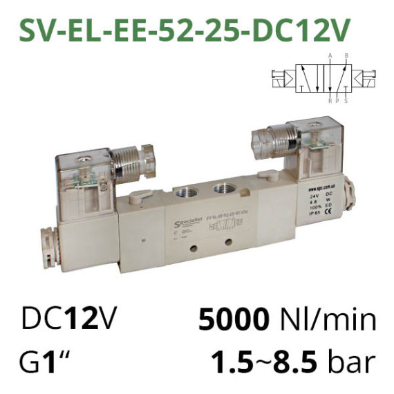 Pneumatic distributors 5/2 series SV-C(D,E,EL)-EE-52 with 2 solenoid coils for control