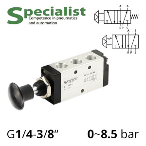 Pneumatic distributors 5/2 series SV-C(D)-L(S)-52 with button for manual control