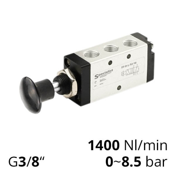 Pneumatic distributors 5/2 series SV-C(D)-L(S)-52 with button for manual control