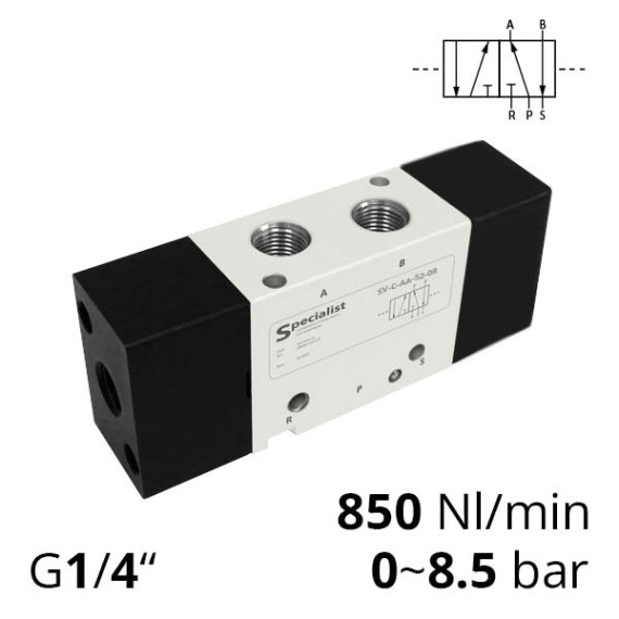 Pneumatic distributors 5/2 series SV-C, SV-D, SV-EE with pneumatic control