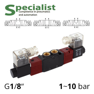 Pneumatic distributor 5/3 AIRCOMP connection 1/8″ with 2 electromagnets