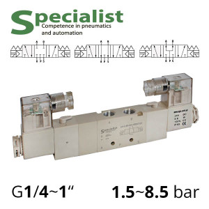 Pneumatic distributor 5/3 series SV-C (D, E, EL) with electropneumatic control