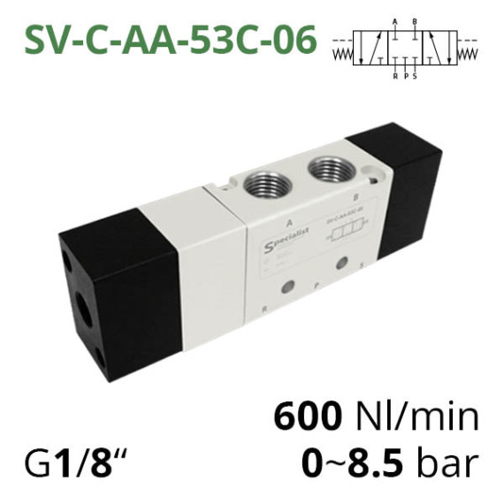 Pneumatic distributor 5/3 series SV-C, SV-D, SV-E with pneumatic control
