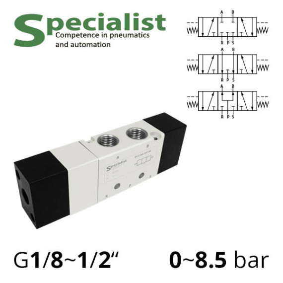 Pneumatic distributor 5/3 series SV-C, SV-D, SV-E with pneumatic control