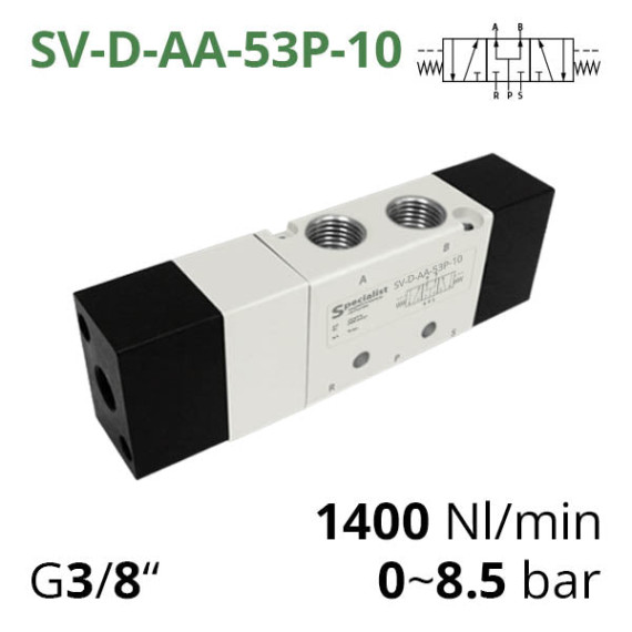 Pneumatic distributor 5/3 series SV-C, SV-D, SV-E with pneumatic control