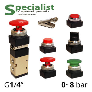 Pneumatic distributors 5/2 of the SV-H series with various mechanical and manual controls