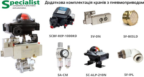 Set of ball valve with air actuator
