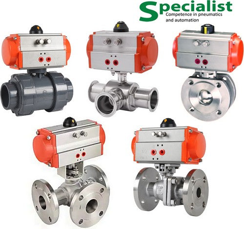Photo of custom ball valves: flanged, three-way