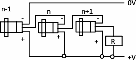 NPN-type LBS sensor chain connection diagram