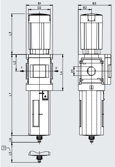 Габаритные размеры MS6-LFR-1/2-D7-ERM-AS