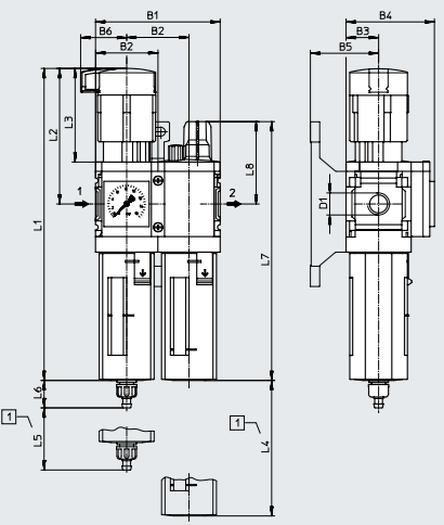 Габаритные размеры MSB4-1/4-FRC5:J1M1