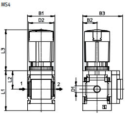 Габаритные размеры MS4-LR-1/4-D7-AS