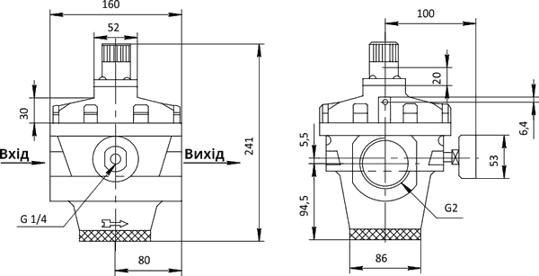 Креслення пневморегулятору повітря 2 дюйми SA-RHF-50
