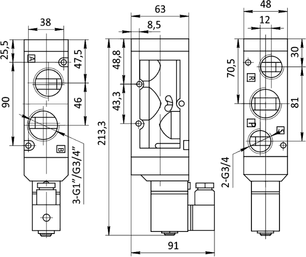 Креслення пневморозподілювача SV-EL-ES-52-25